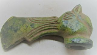 EXTREMELY RARE ANCIENT VIKING BRONZE WAR AXE IN THE FORM OF A BEAST 900 - 1100AD 2