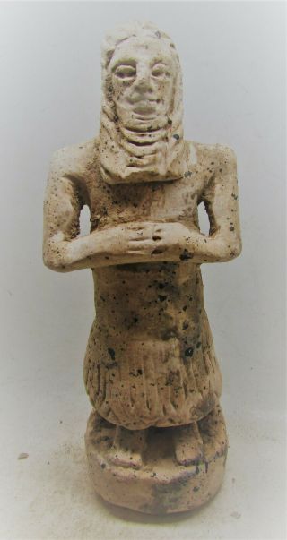 Scarce Circa 3000bce Ancient Near Eastern Ceramic Worshipper Statuette