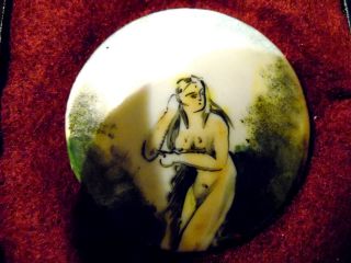 Primitive Miniature Hand Painted Nude on a Copper Disk,  Mid 1800 ' s 6