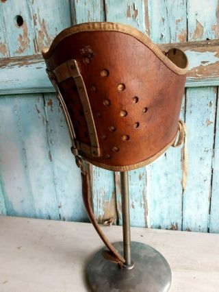 Very Rare Small Child Antique Leather Iron Medical Corset,  Scoliosis,  Polio,  Marked