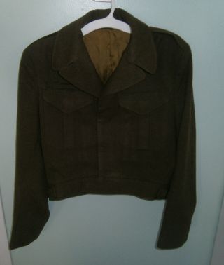 Vintage Battledress Royal Canadian Army Cadet Green Uniform Jacket Size 23