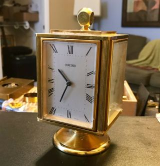 Vintage Swiss Made Concord Brass Desk Top Clock With Weather Station.