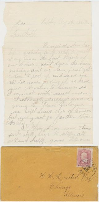 1863 Civil War Soldier Letter - Vicksburg Ms - Chicago Mercantile Battery