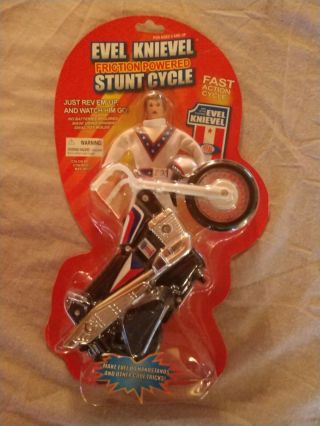Evel Knievel Friction Powered Stunt Cycle Action Figure Evil Doll