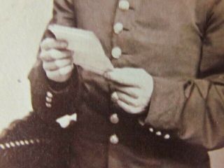 Massachusetts Civil War Captain J.  S.  Smith reading a letter cdv photograph 3