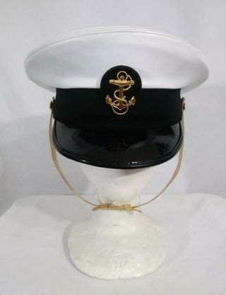 Vintage Us Navy Academy Dress Hat Cap Kingform Size 6 7/8 Naval Annapolis