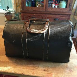 Vintage Old Leather Doctor ' s Medical Bag With Brass Name plate 2