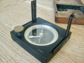 Fine Quality Swiss Stoppani Antique Compass Brass Surveyors Compass Wooden Case