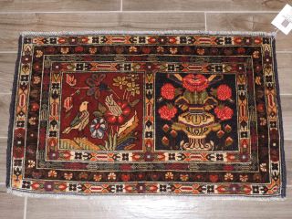 Handknotted Afghan Pictoral Wool Rug 2x3ft.