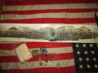 Ww1 N.  Y.  47th Infantry Division Co.  A 53rd Pioneer Group Patches Medal Flag
