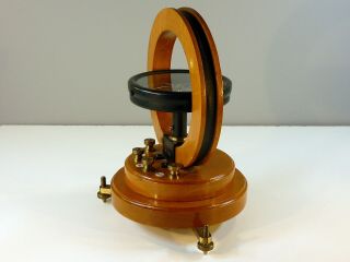 A Good Wood & Brass Tangential Galvanometer by Philip Harris Birmingham 6