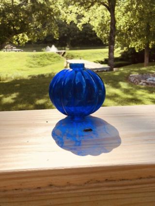 Cobalt Blue Pumpkin Style Lightning Rod Ball Weathervane Insulator Glass Bottle