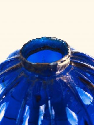 Cobalt Blue Pumpkin Style Lightning Rod Ball Weathervane Insulator Glass Bottle 2