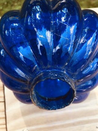 Cobalt Blue Pumpkin Style Lightning Rod Ball Weathervane Insulator Glass Bottle 3