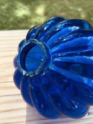 Cobalt Blue Pumpkin Style Lightning Rod Ball Weathervane Insulator Glass Bottle 4