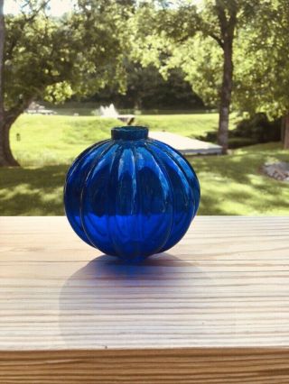 Cobalt Blue Pumpkin Style Lightning Rod Ball Weathervane Insulator Glass Bottle 5