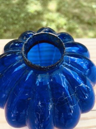 Cobalt Blue Pumpkin Style Lightning Rod Ball Weathervane Insulator Glass Bottle 6