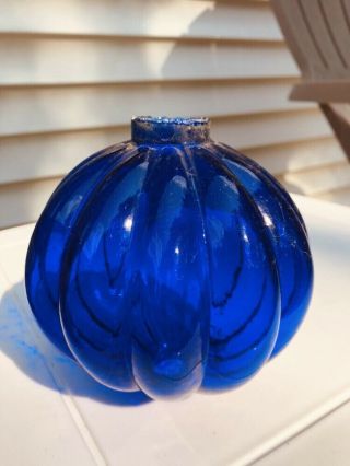 Cobalt Blue Pumpkin Style Lightning Rod Ball Weathervane Insulator Glass Bottle 7