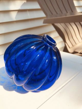Cobalt Blue Pumpkin Style Lightning Rod Ball Weathervane Insulator Glass Bottle 9