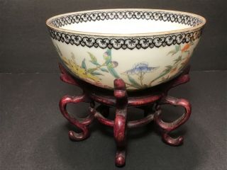 Fine Antique Chinese Famille Rose Porcelain Signed Bowl Flowers