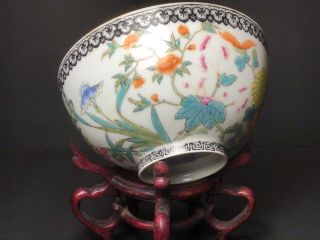 FINE ANTIQUE CHINESE FAMILLE ROSE PORCELAIN SIGNED BOWL FLOWERS 2
