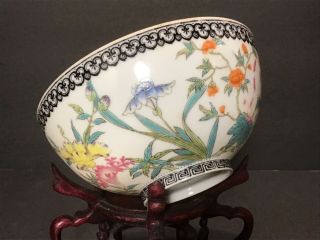 FINE ANTIQUE CHINESE FAMILLE ROSE PORCELAIN SIGNED BOWL FLOWERS 6