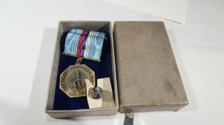 Wwii Era Us Officer Reserve Association Medal Boxed With Rosette Full Wrapped