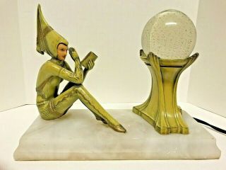 Antique J.  B.  Hirsch Gerdago Art Deco Harlequin Pixie Glass Ball Lamp