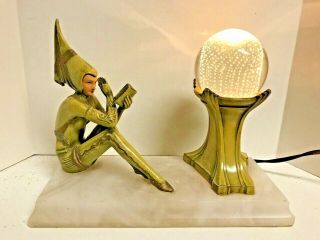Antique J.  B.  Hirsch Gerdago Art Deco Harlequin Pixie Glass Ball Lamp 2