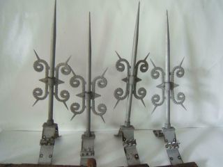 4 Vintage Aluminum Lightning Rods W/ Fancy Decorations