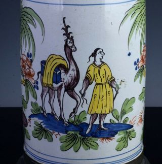 LARGE 18THC FAYENCE MAJOLICA BEER TANKARD STEIN LANDSCAPE WITH CAMEL FIGURE 5