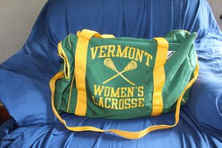 Uvm Vermont Womens Lacross Bag Canvas Green Gold Duffle Gym Bag