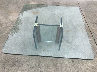 Mid Century Brass & Glass Square Coffee Table In Style Of Leon Rosen For Pace