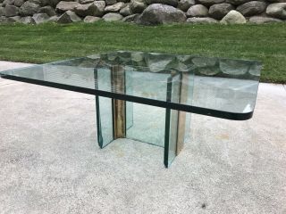 Mid Century Brass & Glass Square Coffee Table In Style Of Leon Rosen For Pace 2