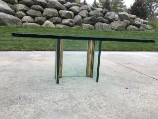 Mid Century Brass & Glass Square Coffee Table In Style Of Leon Rosen For Pace 3