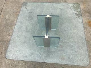 Mid Century Brass & Glass Square Coffee Table In Style Of Leon Rosen For Pace 4