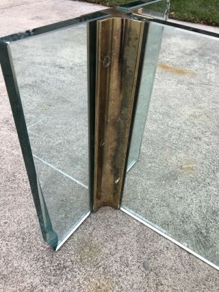 Mid Century Brass & Glass Square Coffee Table In Style Of Leon Rosen For Pace 8