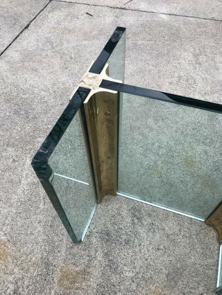 Mid Century Brass & Glass Square Coffee Table In Style Of Leon Rosen For Pace 9