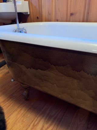 Antique Cast Iron Claw Foot Tub With Shower Assembly