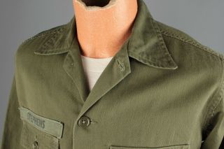 Vtg Men ' s 1950s 1960s Pre Vietnam War US Army Sateen Cotton Shirt sz S 4283 6