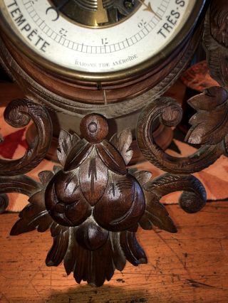 Antique French Black Forest Fruits Of The Hunt Fox & Dog Barometer/Thermometer 5