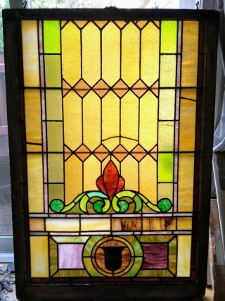 Large 54 " Antique Stained Glass Window Hardware & Plaque El Dorado Club