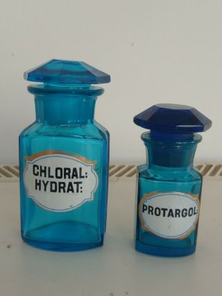 Antique Blue Apothecary Bottles