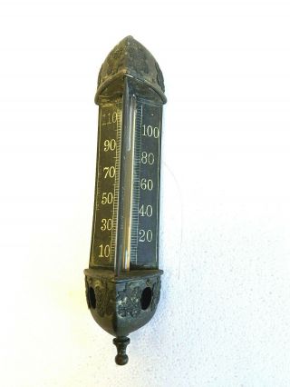 Vintage Antique Hanging Brass Thermometer Taylor Bros.  Rochester N.  Y 1887