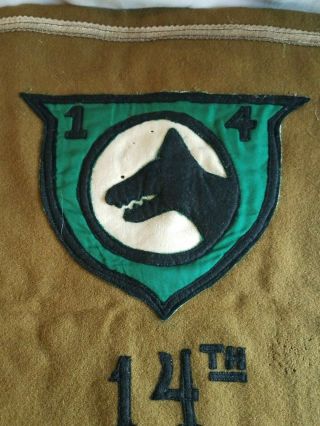 WW1 US Army 14th Infantry Division Wolverine Banner Flag Rare 18 