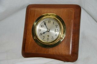 1955 - 1960 Chelsea Marine Clock With Brass Case With Key,