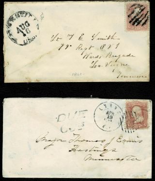 Scott 65 On Civil War Covers With Dtd Ny & Ohio Cds - (hb29)