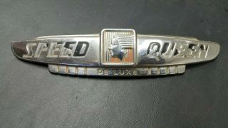 Speed Queen Deluxe Metal Nameplate Emblem Logo 7.  5 Inch Wide Vintage