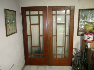 Beveled Glass Estate Find French Wood Door Architectural Vintage 32 x 79 1/2 Ea. 2