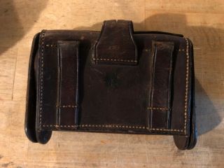 Vintage US Civil War Leather Ammo Pouch Box Belt Loops Brass Hinge Rivets 3